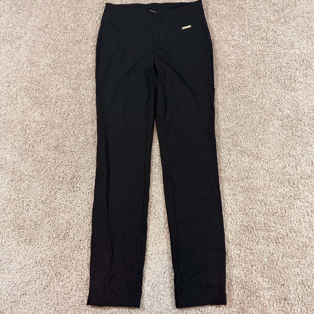 Roz & Ali Black Stretch Slim Straight Career Dress Pants Womens 4 EUC